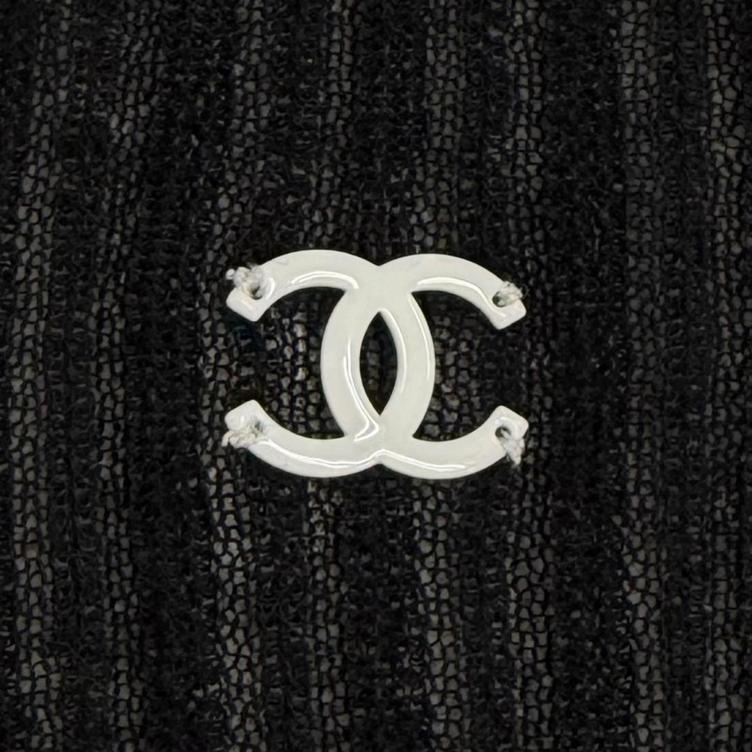 Pristine CHANEL tops COCO Mark Short Sleeve black cotton Women 34 P81543K11855