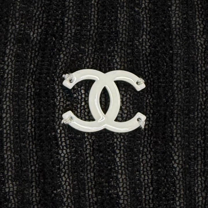 Pristine CHANEL tops COCO Mark Short Sleeve black cotton Women 34 P81543K11855