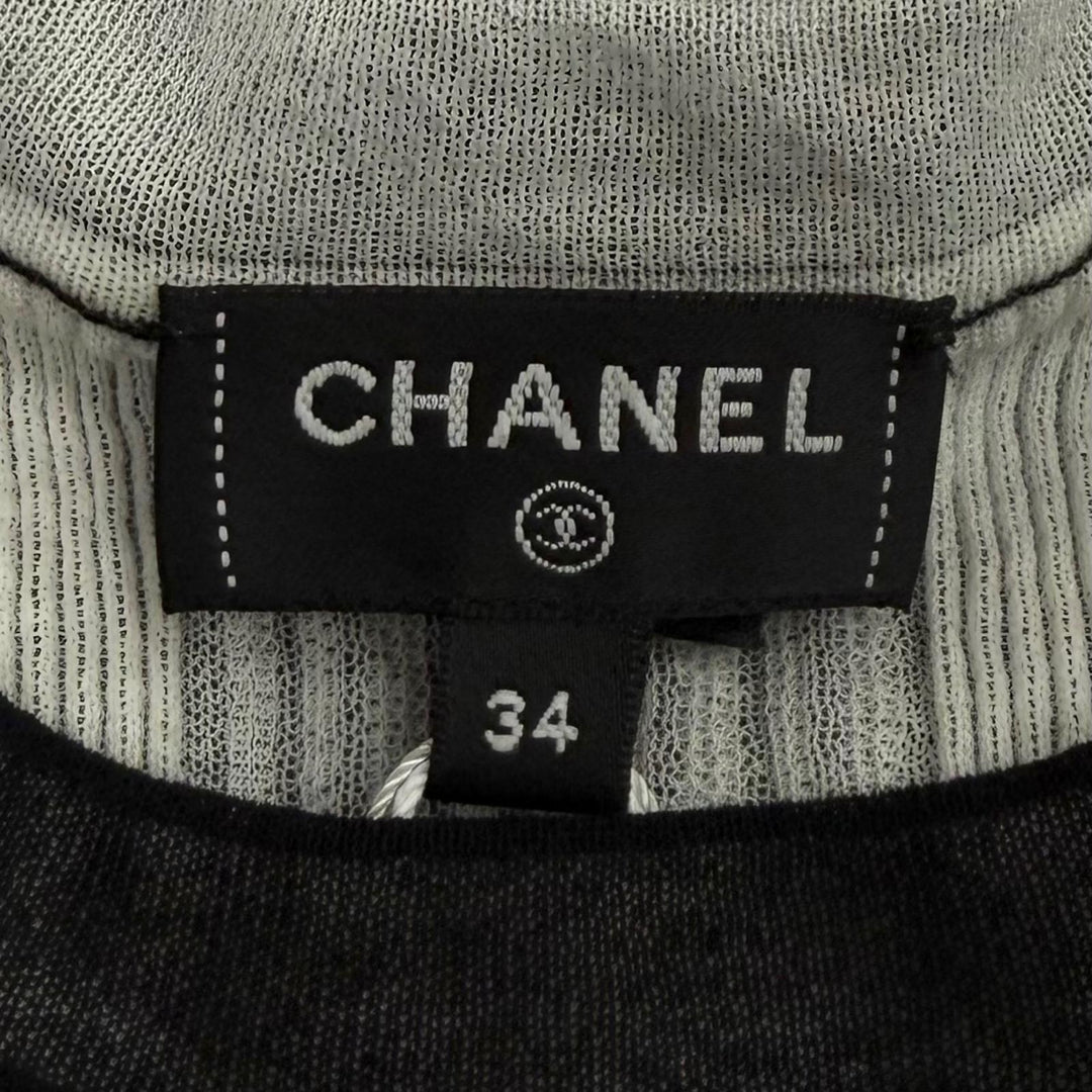 Pristine CHANEL tops COCO Mark Short Sleeve black cotton Women 34 P81543K11855
