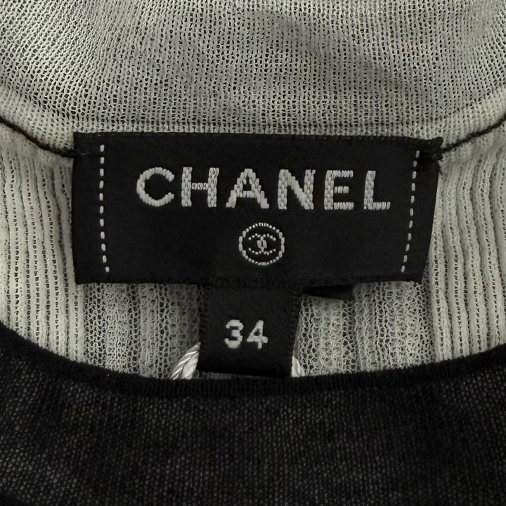 Pristine CHANEL tops COCO Mark Short Sleeve black cotton Women 34 P81543K11855