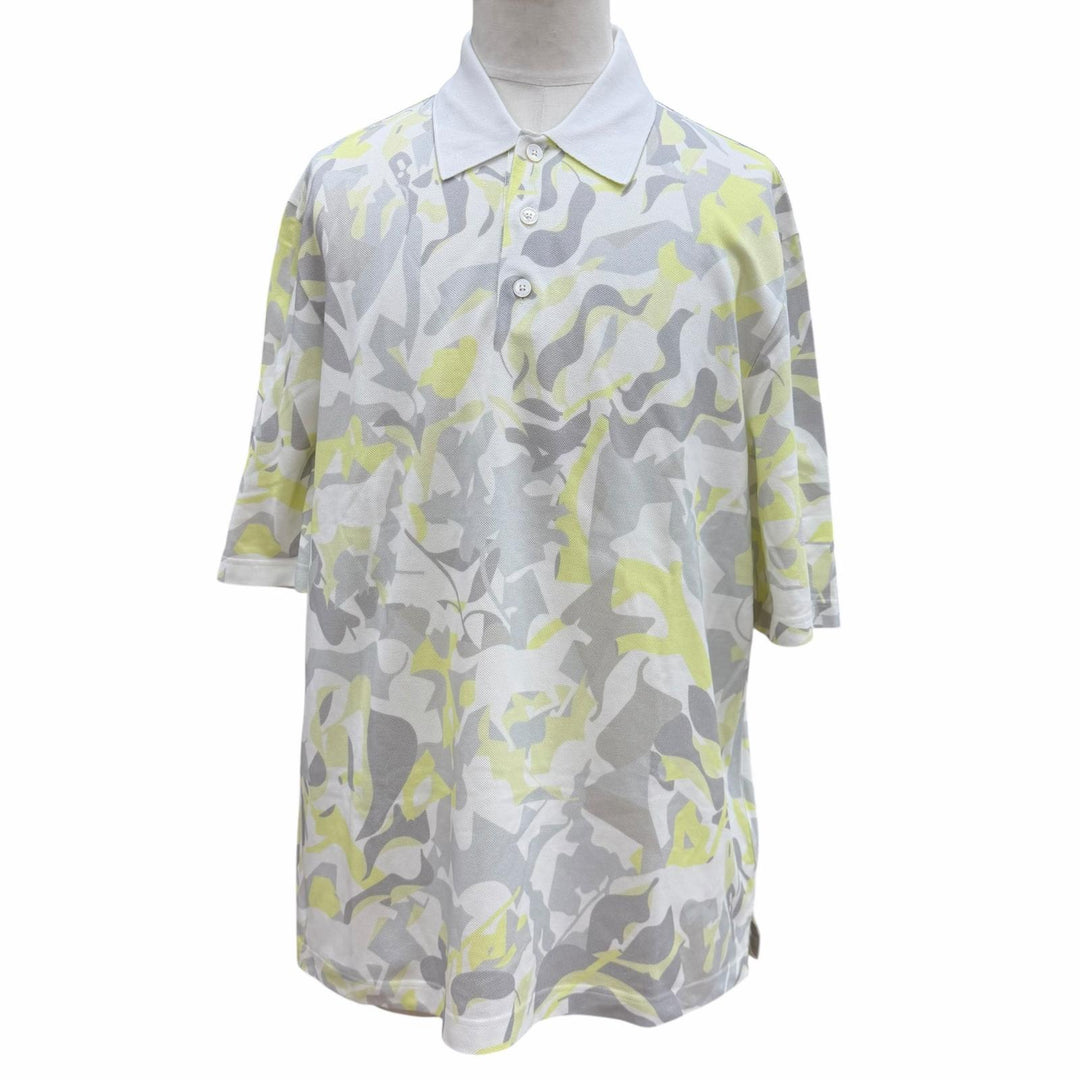 Excellent HERMES Short sleeve polo shirt Puzzle Vegetal white cotton XL 31-5751
