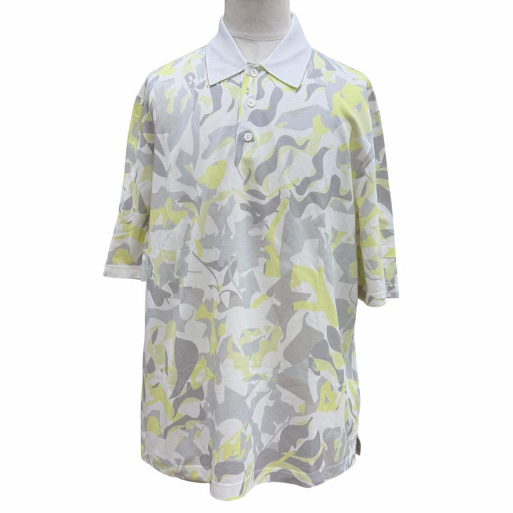 Excellent HERMES Short sleeve polo shirt Puzzle Vegetal white cotton XL 31-5751