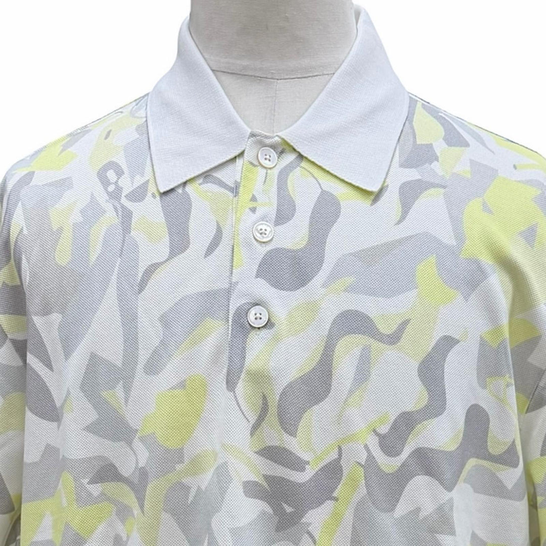 Excellent HERMES Short sleeve polo shirt Puzzle Vegetal white cotton XL 31-5751