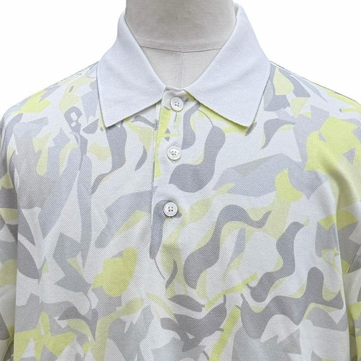 Excellent HERMES Short sleeve polo shirt Puzzle Vegetal white cotton XL 31-5751