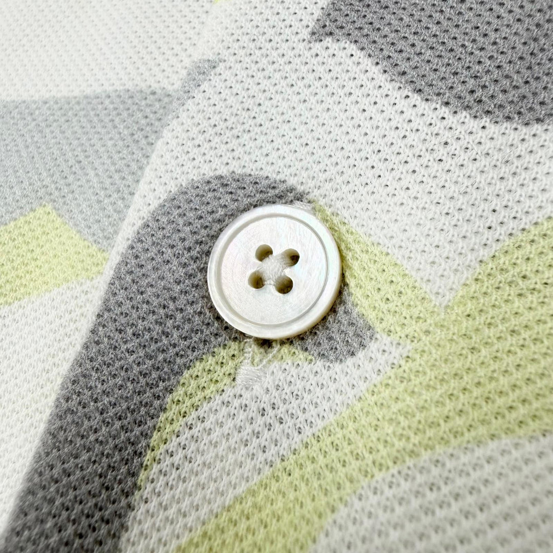 Excellent HERMES Short sleeve polo shirt Puzzle Vegetal white cotton XL 31-5751