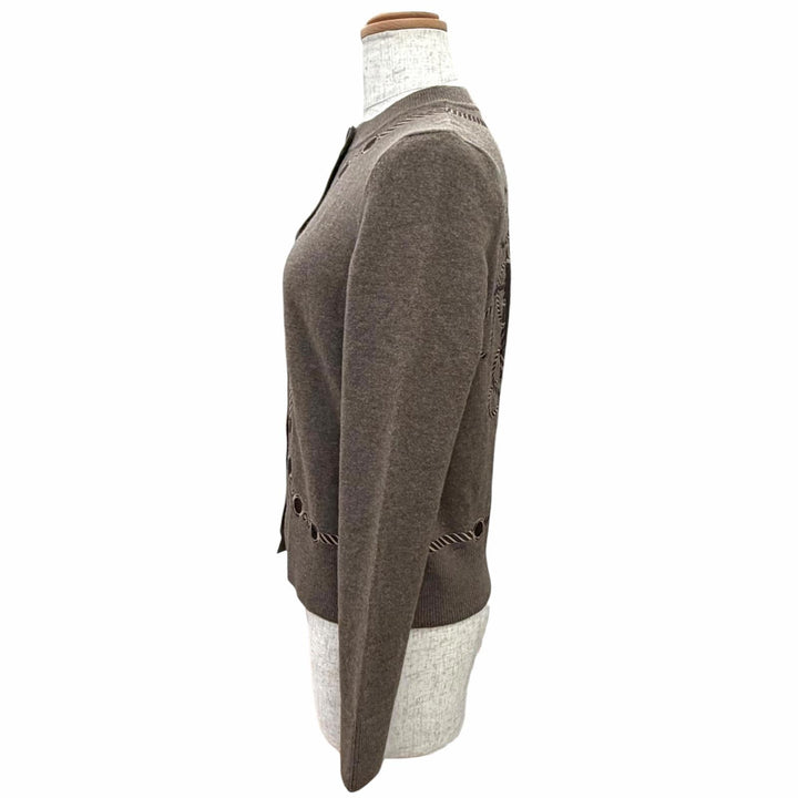 Excellent HERMES cardigan Les Tambours Logo Button Long-Sleeve Knit 3H2708DI 34