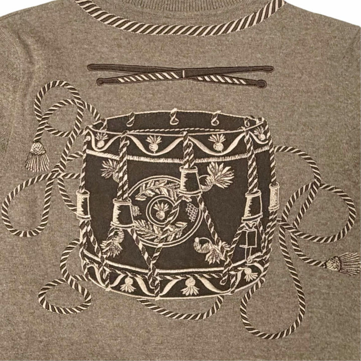 Excellent HERMES cardigan Les Tambours Logo Button Long-Sleeve Knit 3H2708DI 34
