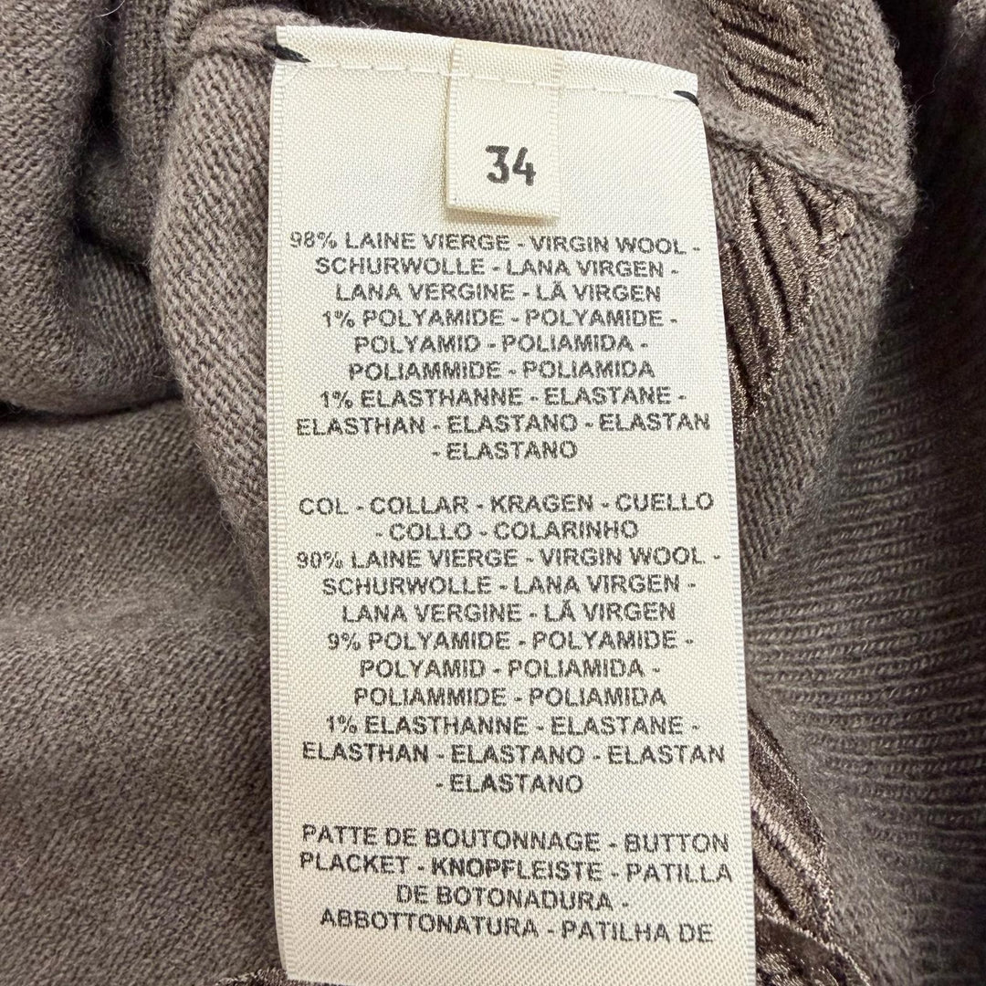 Excellent HERMES cardigan Les Tambours Logo Button Long-Sleeve Knit 3H2708DI 34