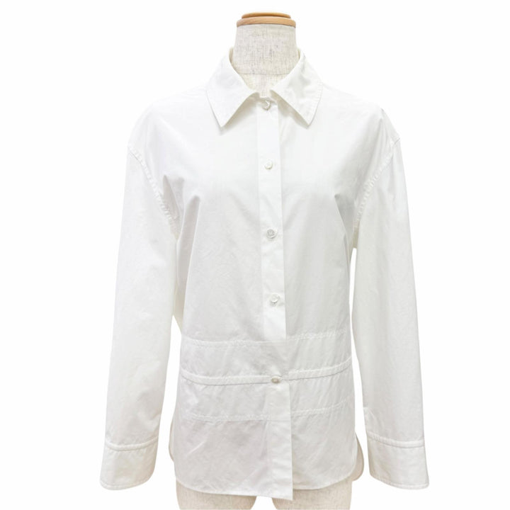 Excellent HERMES Long sleeve shirt Caliche Logo button white cotton 36 3E0638DT