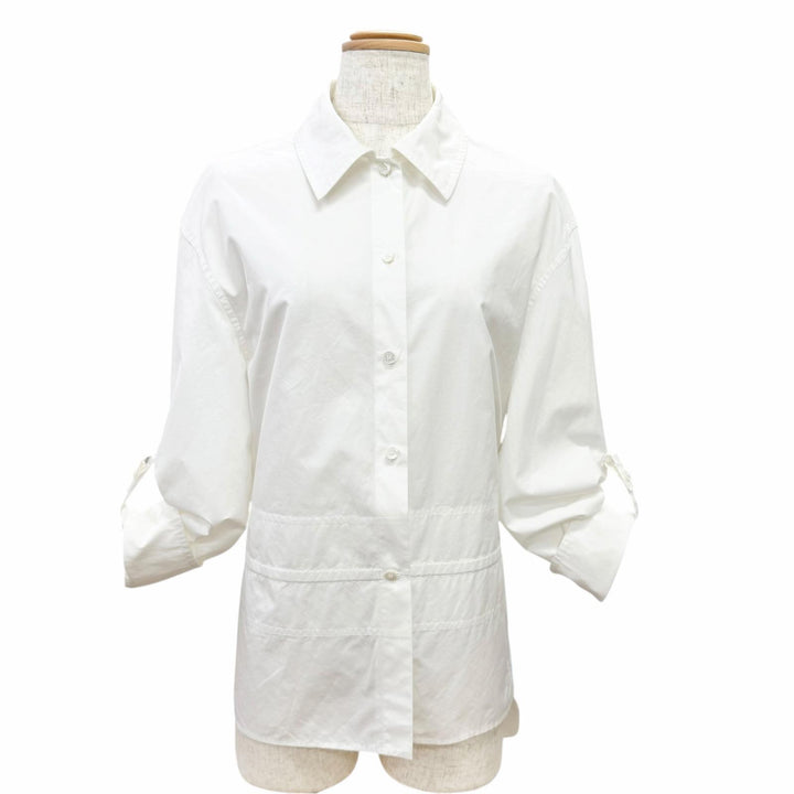 Excellent HERMES Long sleeve shirt Caliche Logo button white cotton 36 3E0638DT