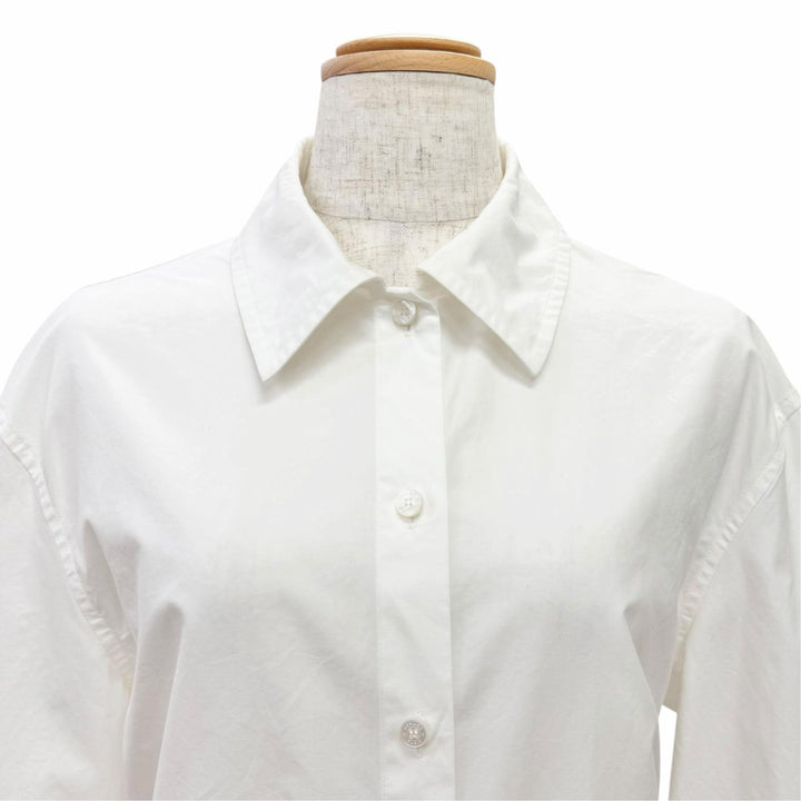 Excellent HERMES Long sleeve shirt Caliche Logo button white cotton 36 3E0638DT