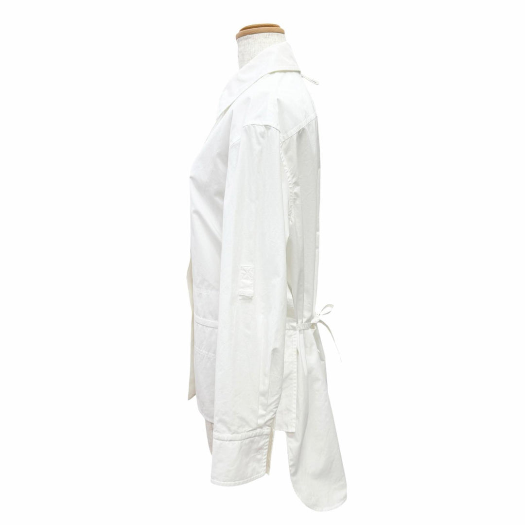 Excellent HERMES Long sleeve shirt Caliche Logo button white cotton 36 3E0638DT