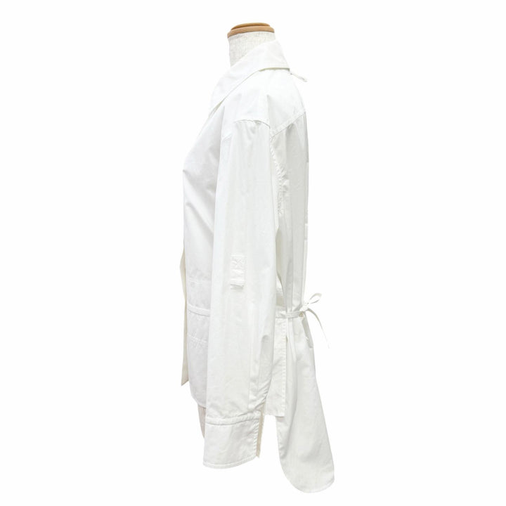 Excellent HERMES Long sleeve shirt Caliche Logo button white cotton 36 3E0638DT