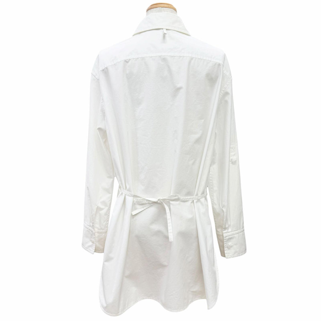 Excellent HERMES Long sleeve shirt Caliche Logo button white cotton 36 3E0638DT