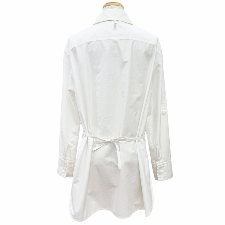 Excellent HERMES Long sleeve shirt Caliche Logo button white cotton 36 3E0638DT