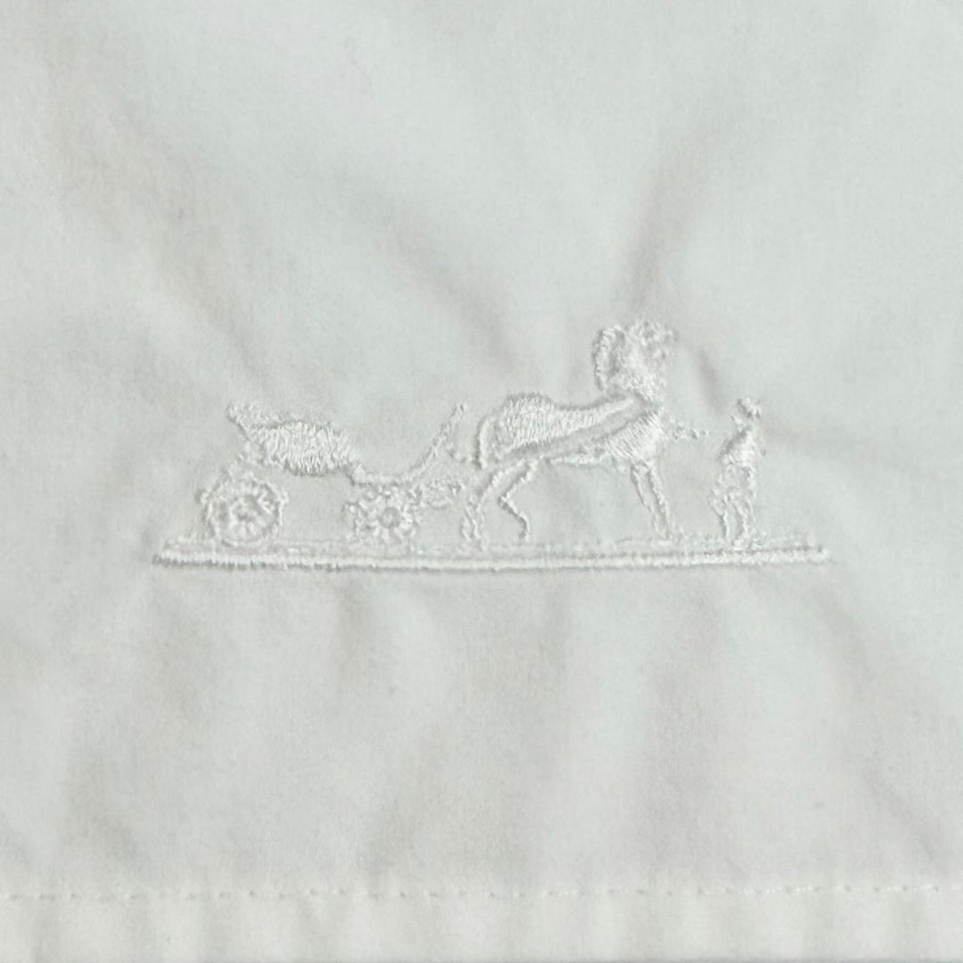 Excellent HERMES Long sleeve shirt Caliche Logo button white cotton 36 3E0638DT