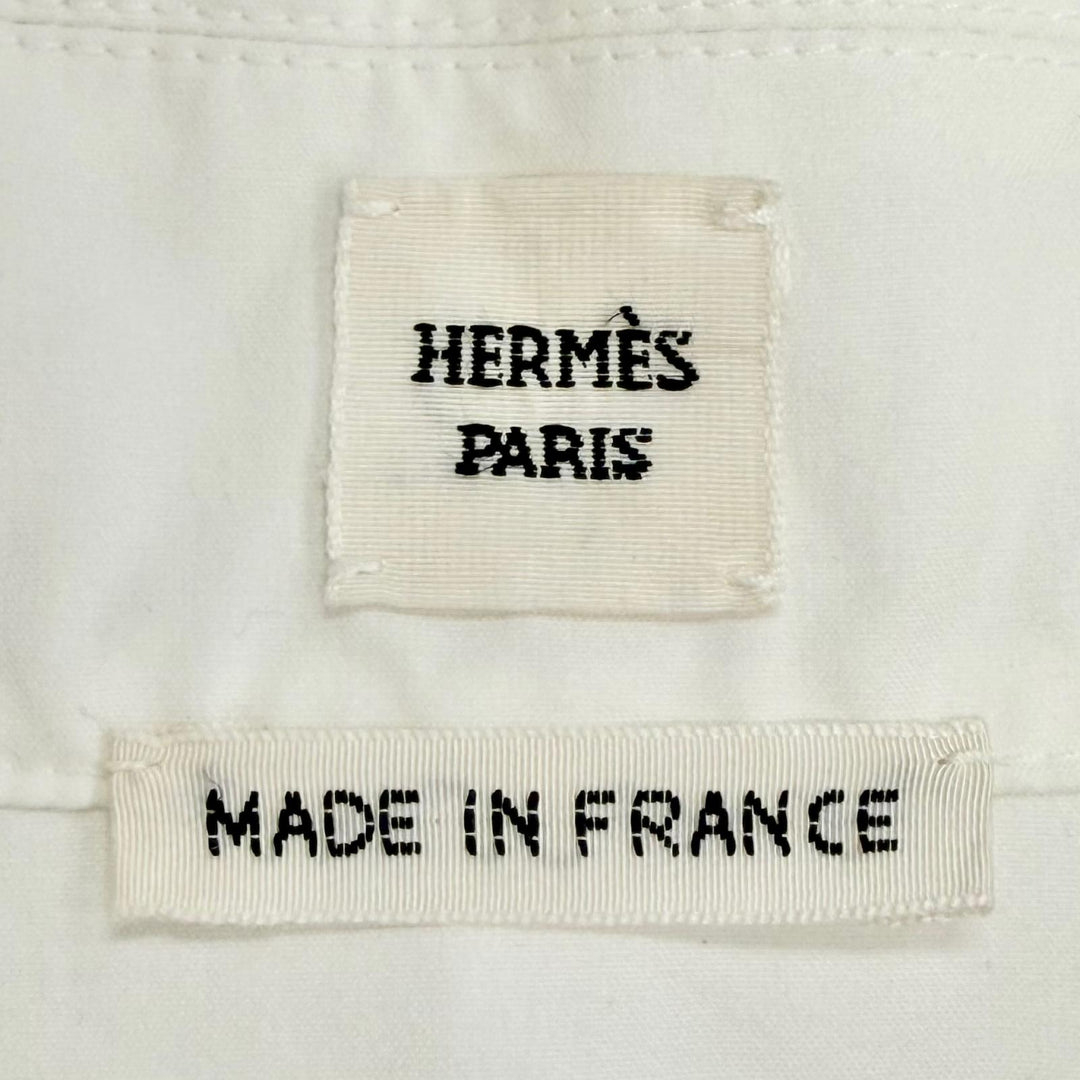 Excellent HERMES Long sleeve shirt Caliche Logo button white cotton 36 3E0638DT