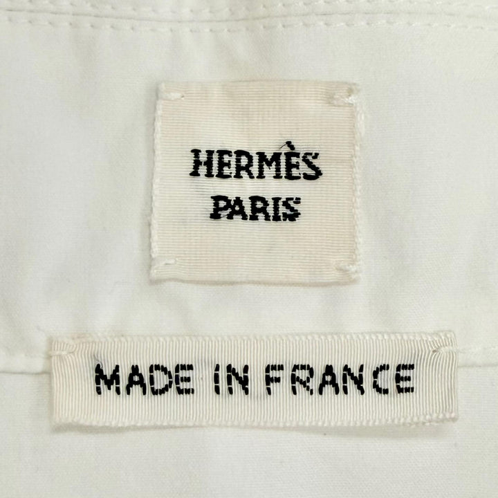 Excellent HERMES Long sleeve shirt Caliche Logo button white cotton 36 3E0638DT