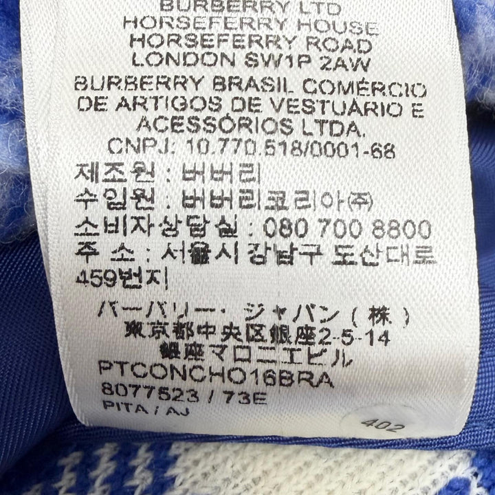 Pristine BURBERRY hoodie Check Pattern Pullover Boa Fleece blue