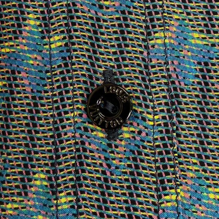 Pristine LOUIS VUITTON Long sleeve shirt 3D monogram logo buttons Blue silk 34