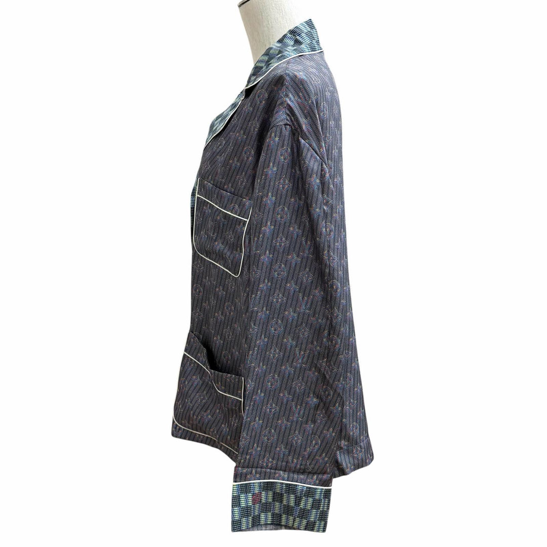 Excellent LOUIS VUITTON Long sleeve shirt 3D monogram logo button Multi silk 36