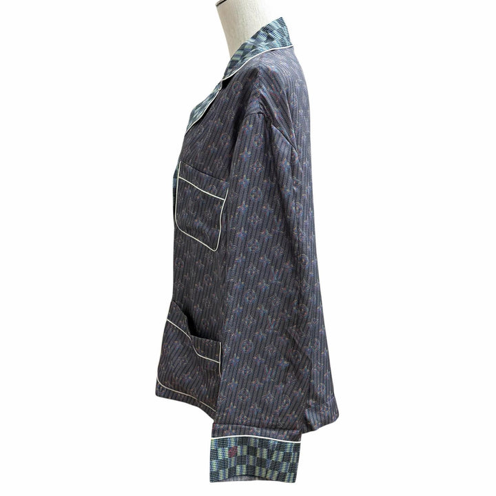 Excellent LOUIS VUITTON Long sleeve shirt 3D monogram logo button Multi silk 36