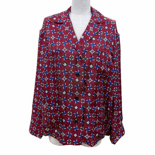 Pristine LOUIS VUITTON Long sleeve shirt Monogram Bordeaux series silk Women 34