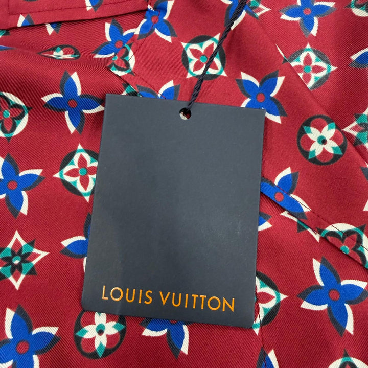 Pristine LOUIS VUITTON Long sleeve shirt Monogram Bordeaux series silk Women 34
