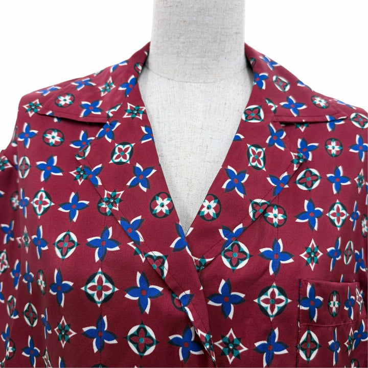 Pristine LOUIS VUITTON Long sleeve shirt Monogram Bordeaux series silk Women 34