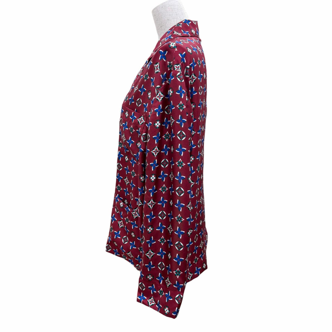 Pristine LOUIS VUITTON Long sleeve shirt Monogram Bordeaux series silk Women 34