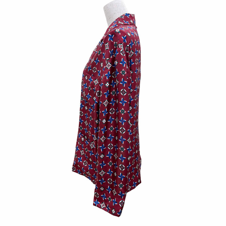 Pristine LOUIS VUITTON Long sleeve shirt Monogram Bordeaux series silk Women 34