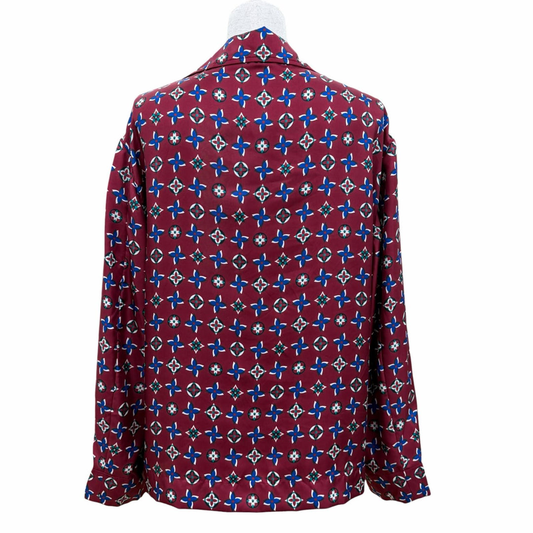 Pristine LOUIS VUITTON Long sleeve shirt Monogram Bordeaux series silk Women 34
