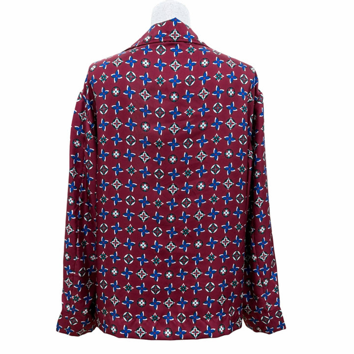 Pristine LOUIS VUITTON Long sleeve shirt Monogram Bordeaux series silk Women 34
