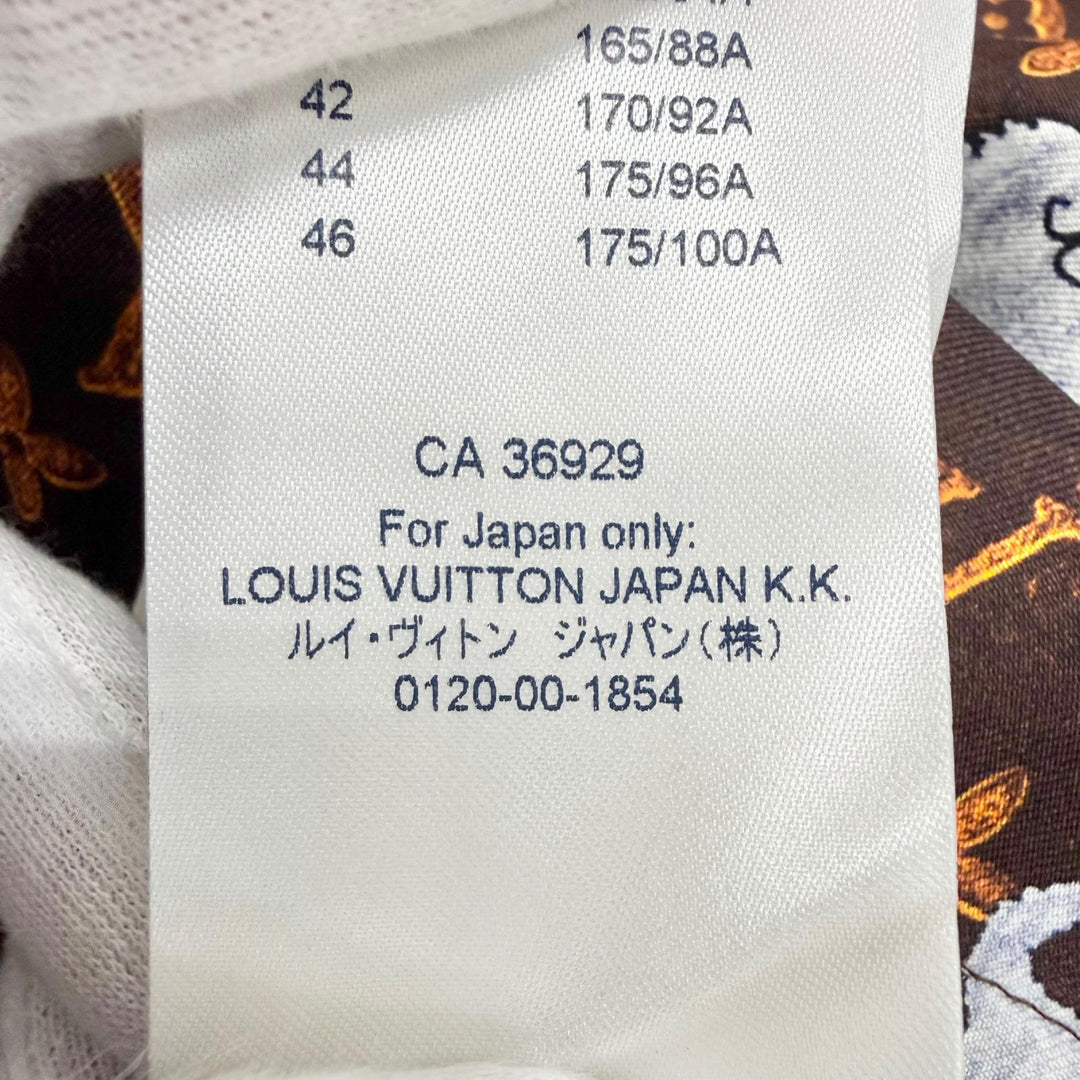 Pristine LOUIS VUITTON Long sleeve shirt Catgram print cat Brown silk Women 42