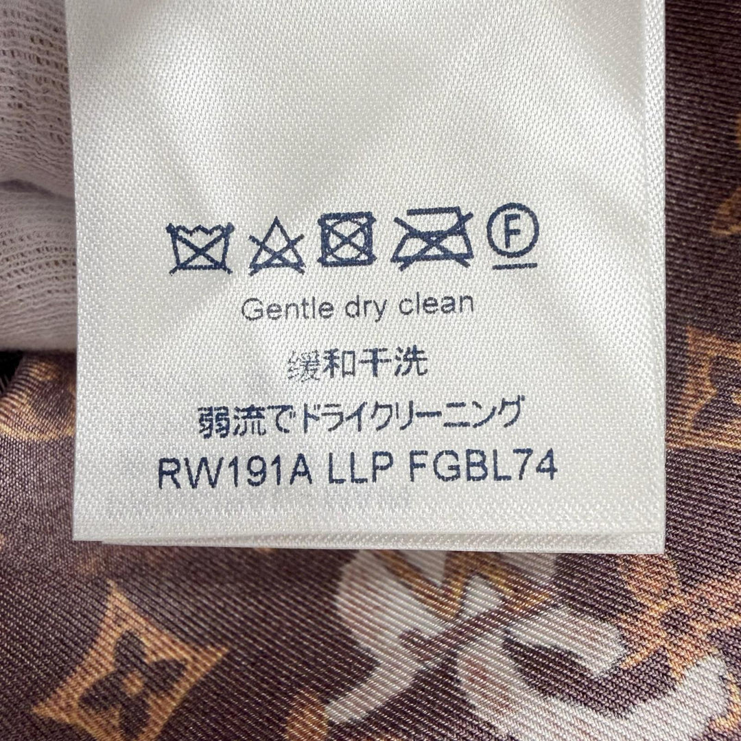 Pristine LOUIS VUITTON Long sleeve shirt Catgram print cat Brown silk Women 42