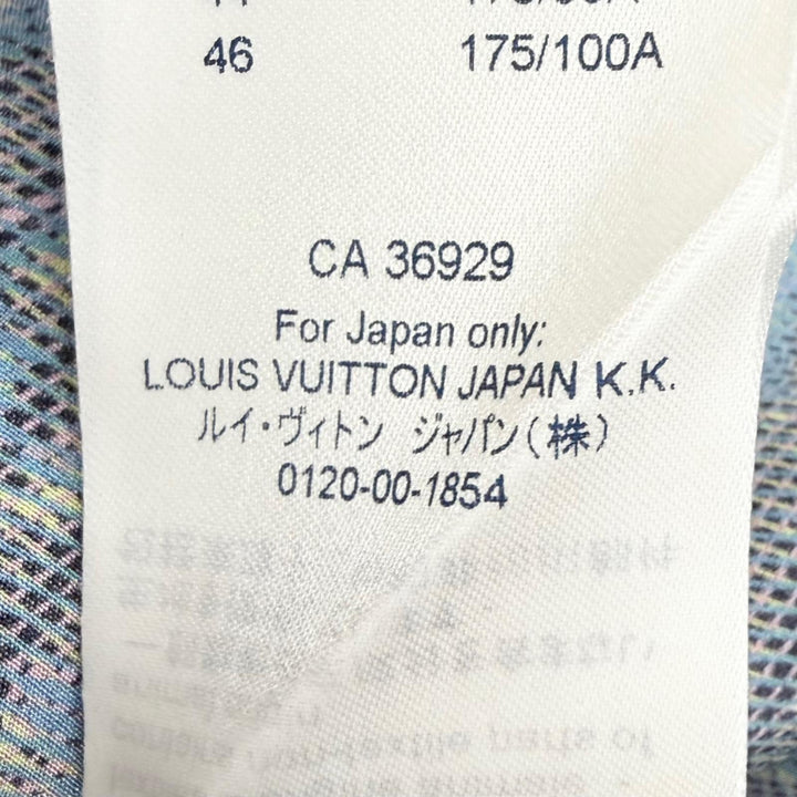 Pristine LOUIS VUITTON Long sleeve shirt 3D Damier Monogram Print Blue silk 36