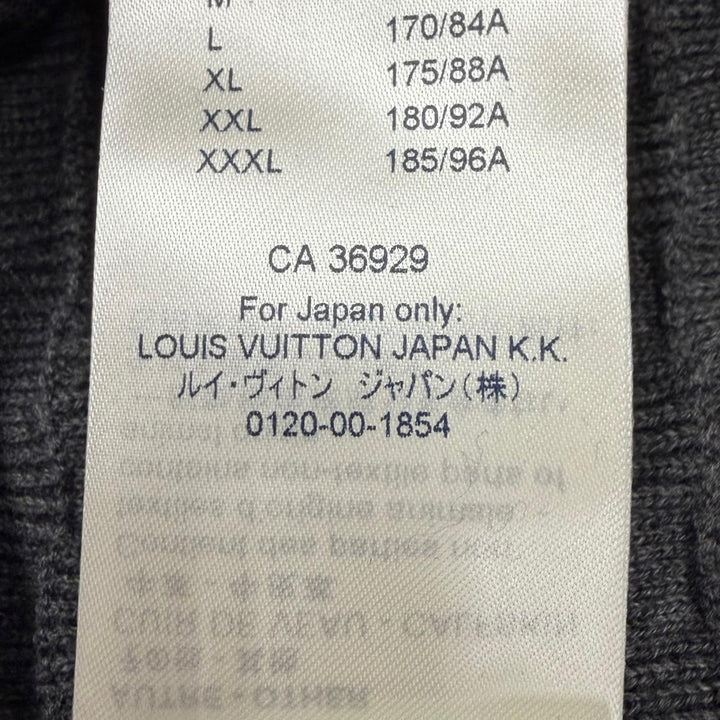 Pristine LOUIS VUITTON sweater Damier leather patch crew neck knit gray mens L