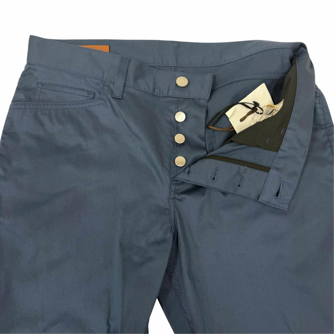 Excellent HERMES Pants Serie Button Crude Cell Chinos Navy cotton