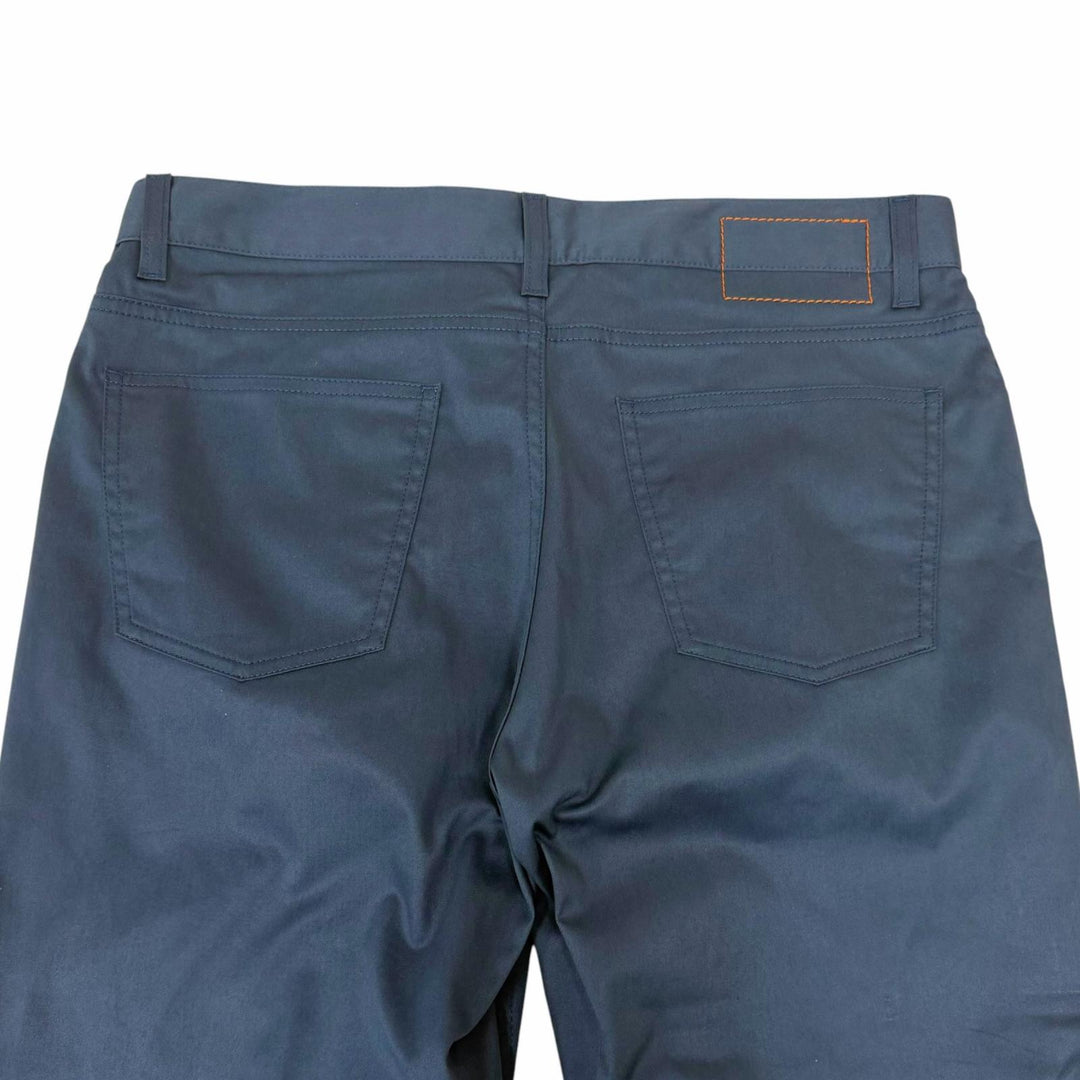 Excellent HERMES Pants Serie Button Crude Cell Chinos Navy cotton