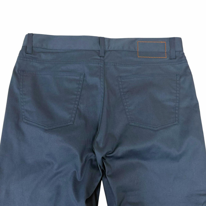 Excellent HERMES Pants Serie Button Crude Cell Chinos Navy cotton