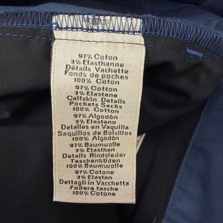 Excellent HERMES Pants Serie Button Crude Cell Chinos Navy cotton