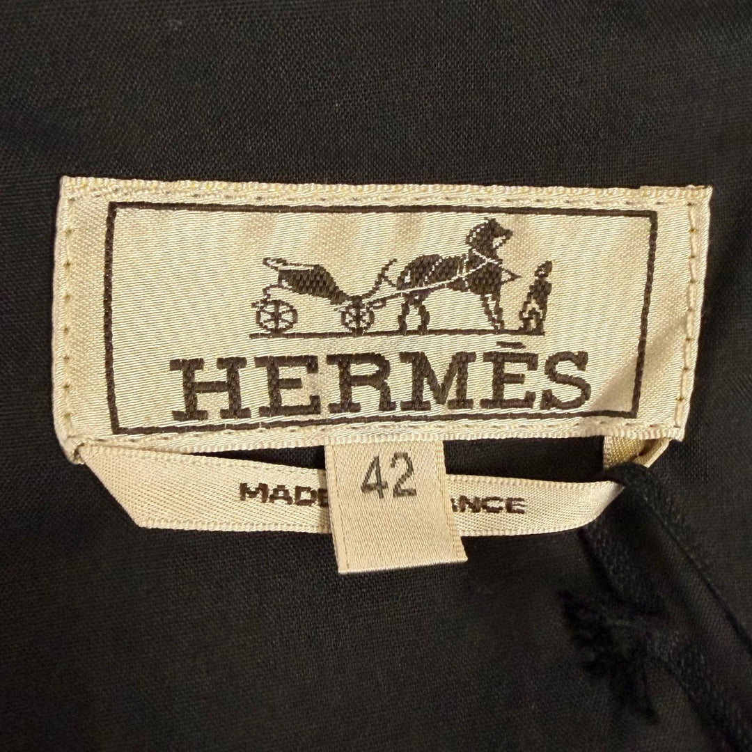 Excellent HERMES Pants Serie Button Crude Cell Chinos Navy cotton