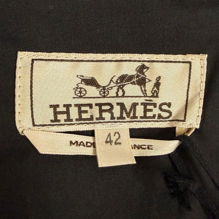 Excellent HERMES Pants Serie Button Crude Cell Chinos Navy cotton