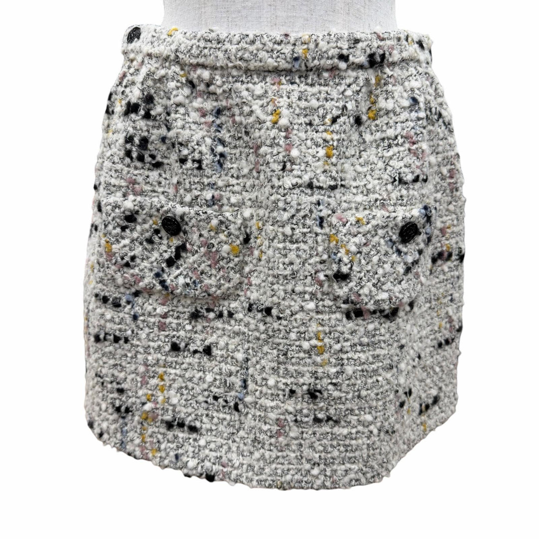 Pristine LOUIS VUITTON Tweed skirt Linen blend, mini length Ivory 36