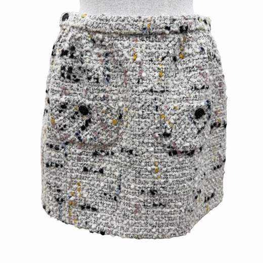 Pristine LOUIS VUITTON Tweed skirt Linen blend, mini length Ivory 36