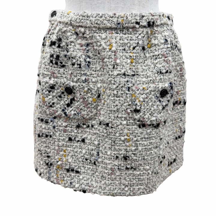 Pristine LOUIS VUITTON Tweed skirt Linen blend, mini length Ivory 36