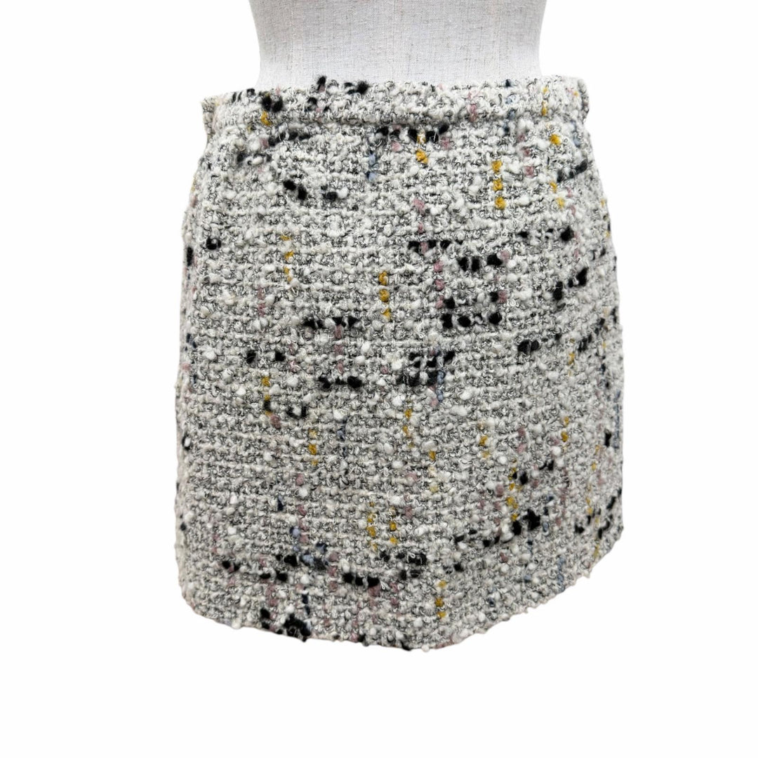 Pristine LOUIS VUITTON Tweed skirt Linen blend, mini length Ivory 36