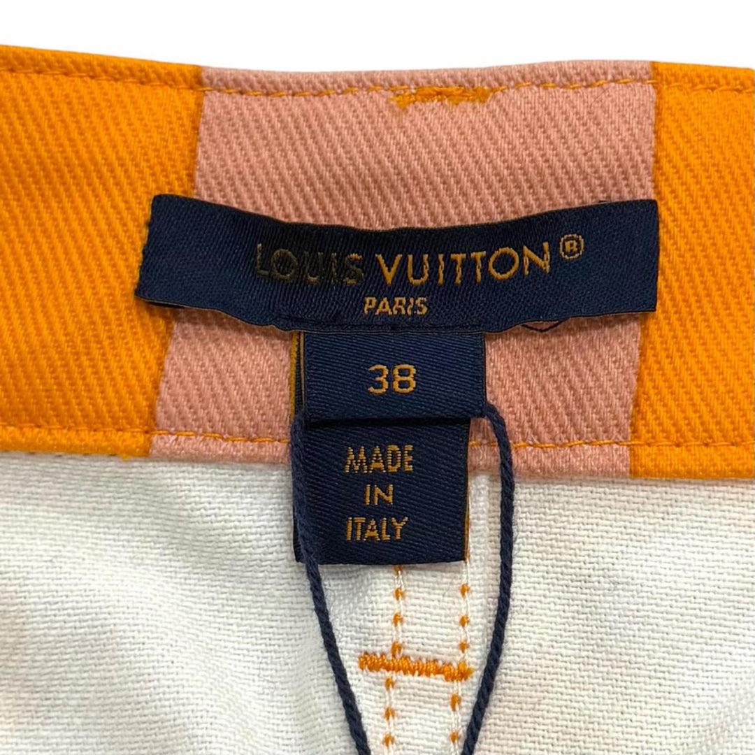Pristine LOUIS VUITTON Mini skirt Monogram Zip Logo Denim cotton IT 38