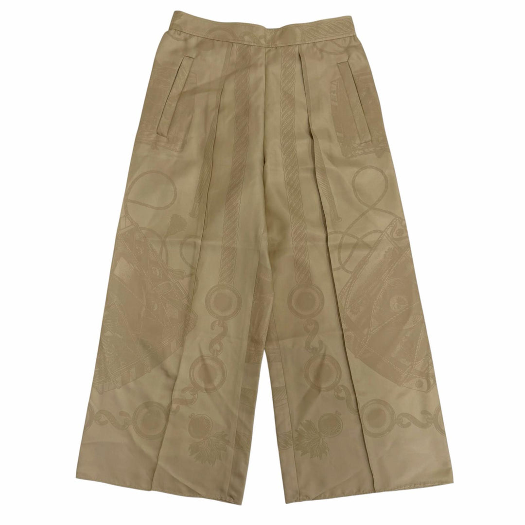 Excellent HERMES Wide pants beige silk Women 36 3H0440D3