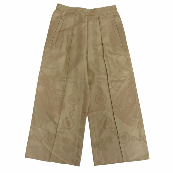Excellent HERMES Wide pants beige silk Women 36 3H0440D3